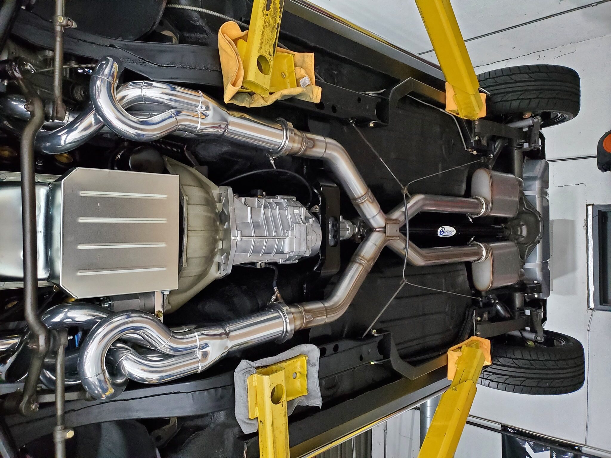 High-performance small-block Chevy with polished steel exhaust system for better flow in Paso Robles, CA